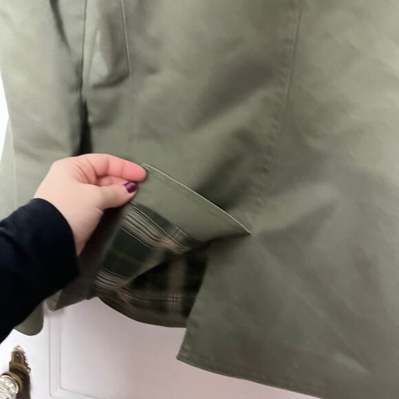 L.L. Bean Y2K Women's Green Canvas Plaid Flannel Lined Jacket Size Small - Picture 10 of 10